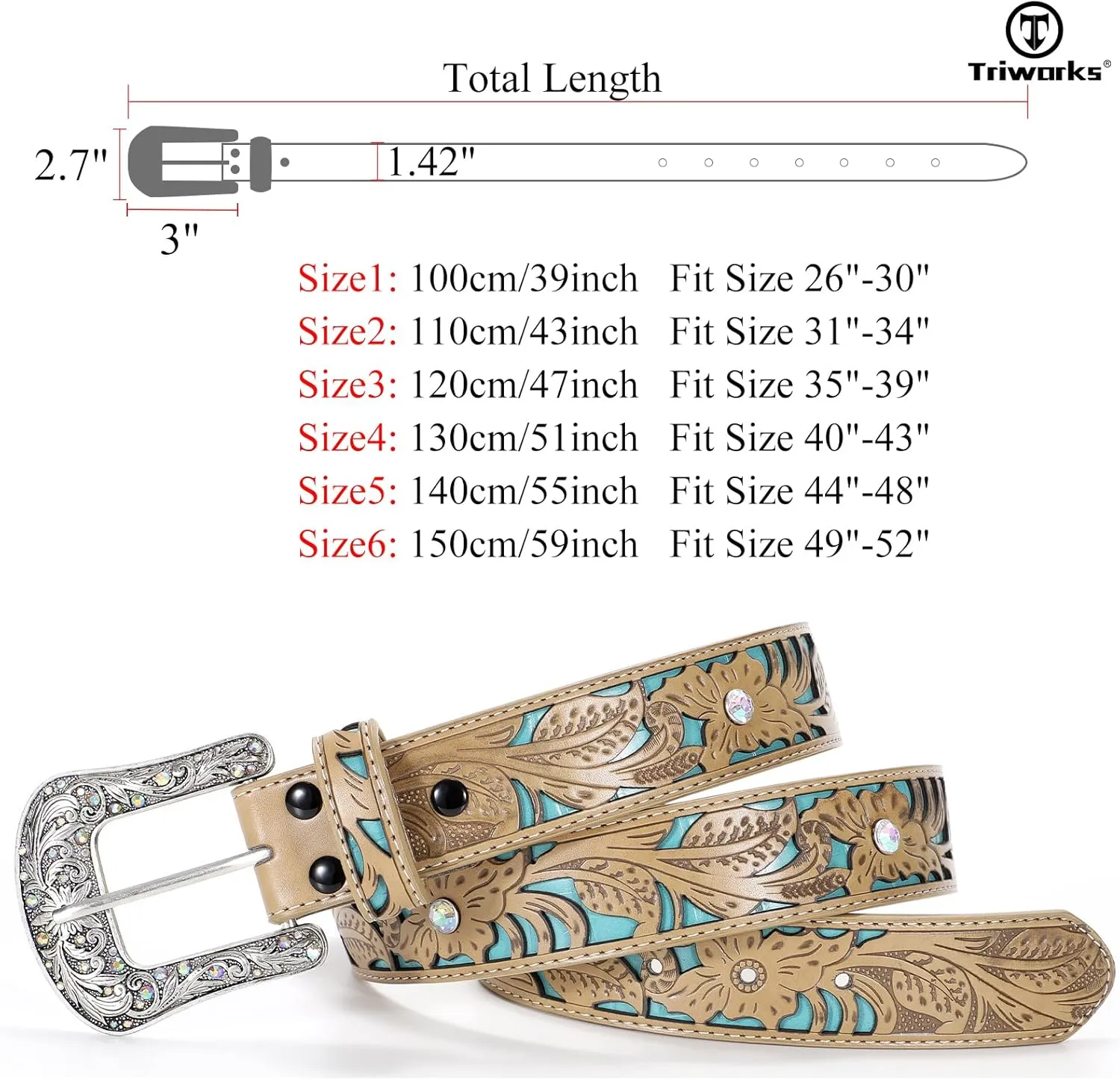 Western Belts for Women Cowgirl,Cowboy Bling Country Turquoise Belts for Jeans Pants Dresses