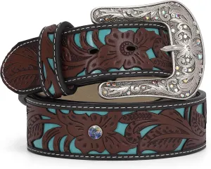 Western Belts for Women Cowgirl,Cowboy Bling Country Turquoise Belts for Jeans Pants Dresses