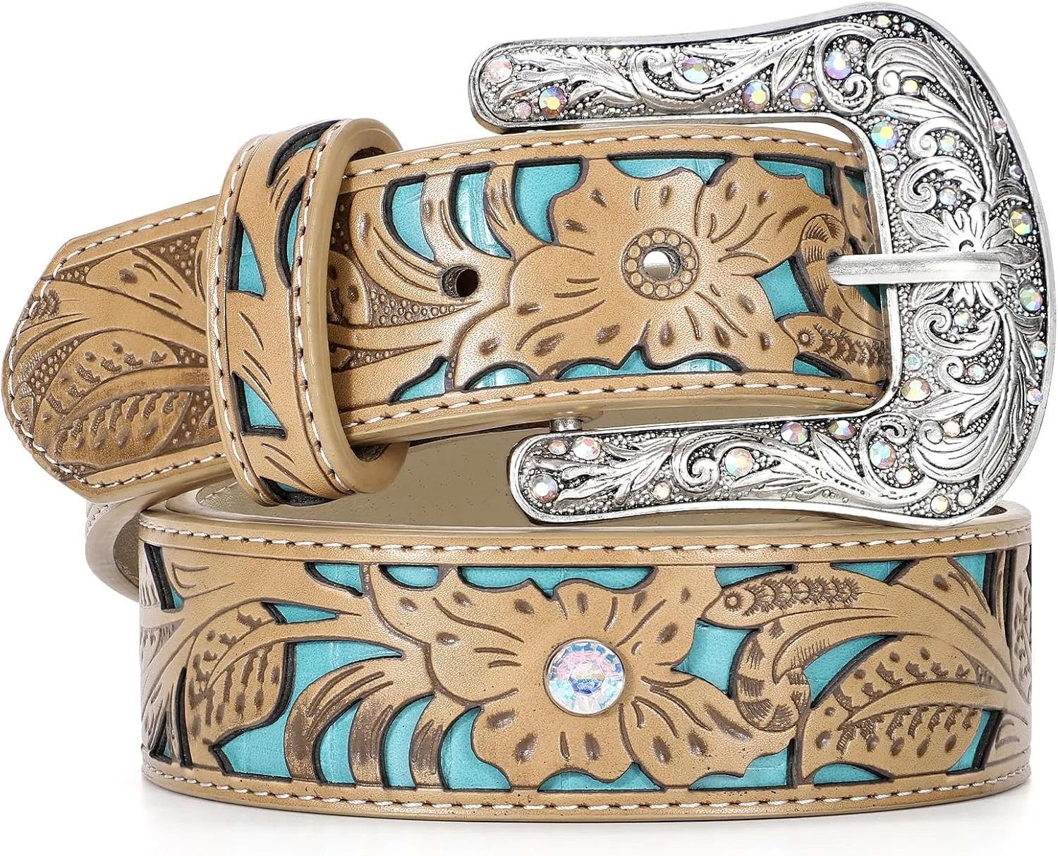 Western Belts for Women Cowgirl,Cowboy Bling Country Turquoise Belts for Jeans Pants Dresses