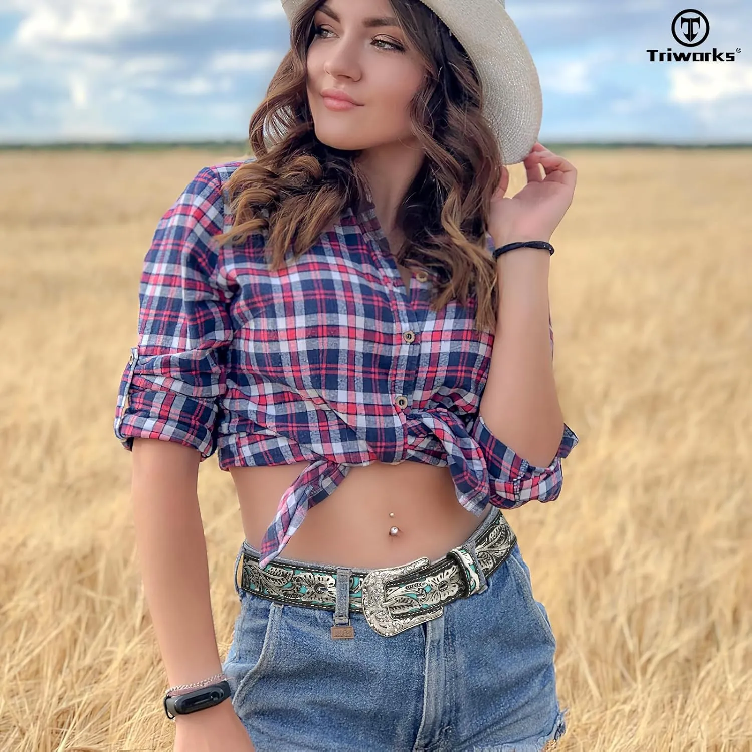 Western Belts for Women Cowgirl,Cowboy Bling Country Turquoise Belts for Jeans Pants Dresses
