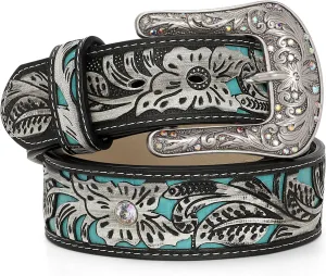 Western Belts for Women Cowgirl,Cowboy Bling Country Turquoise Belts for Jeans Pants Dresses