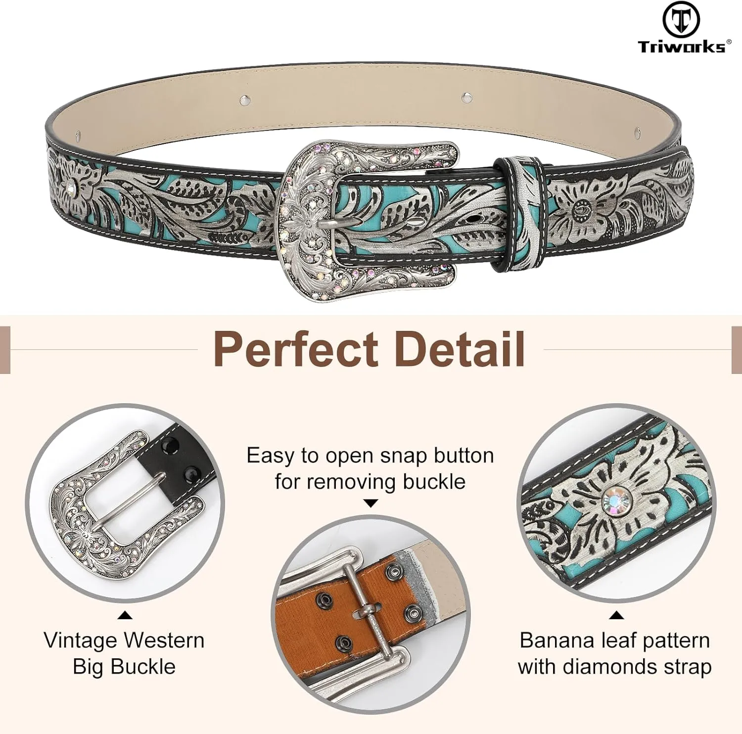 Western Belts for Women Cowgirl,Cowboy Bling Country Turquoise Belts for Jeans Pants Dresses