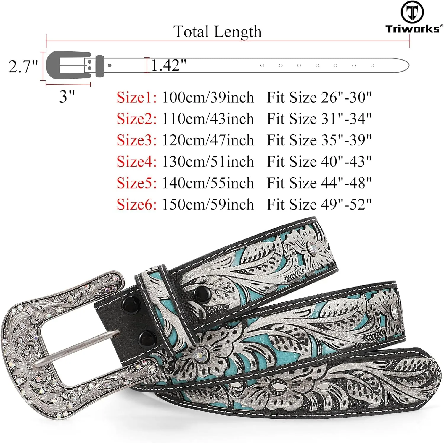 Western Belts for Women Cowgirl,Cowboy Bling Country Turquoise Belts for Jeans Pants Dresses
