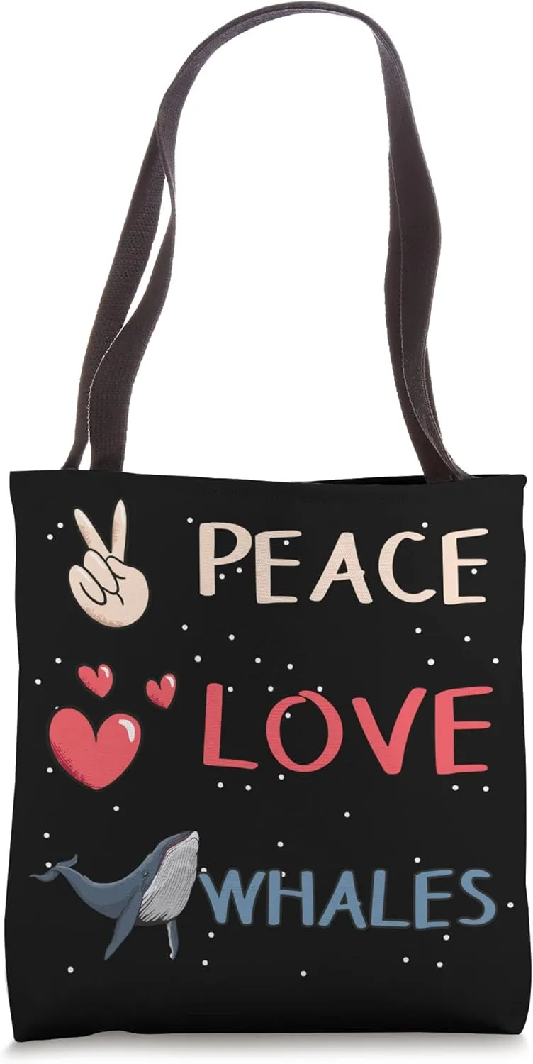 Whale Cetacean Peace Love Whales Tote Bag
