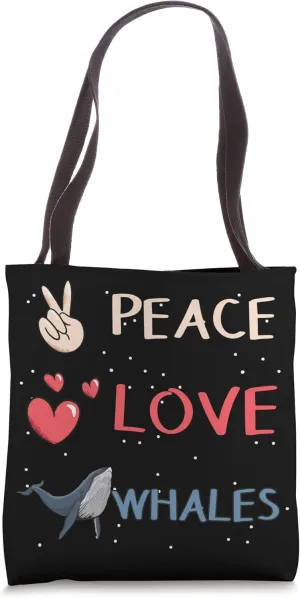 Whale Cetacean Peace Love Whales Tote Bag