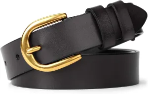 WHIPPY Women Leather Belt for Jeans Pants Dresses Black Ladies Waist Belt with Pin Buckle