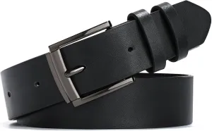 WHIPPY Women Leather Belt for Jeans Pants Dresses Black Ladies Waist Belt with Pin Buckle