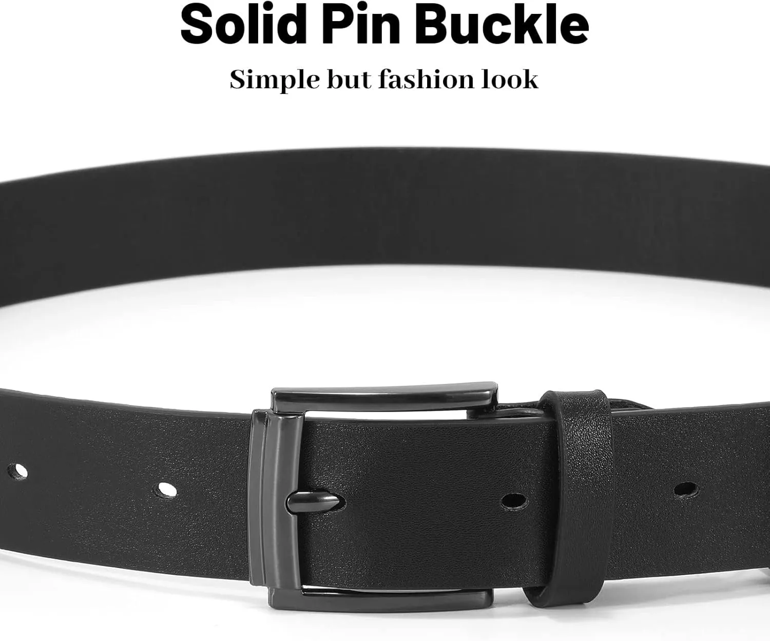WHIPPY Women Leather Belt for Jeans Pants Dresses Black Ladies Waist Belt with Pin Buckle