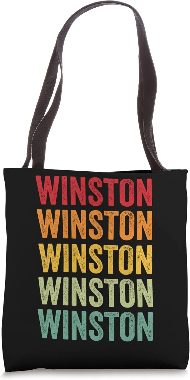 Winston Rainbow Repetition of Winston Name Text Tote Bag