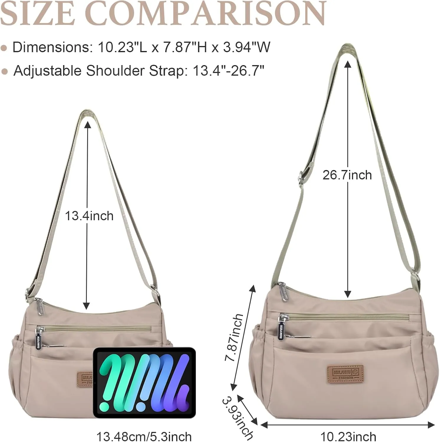 WITERY Crossboby Bags for Women - Waterproof Nylon Multi-Pocket Crossboby Purse for Women, Pocketbooks Medium Travel Purses