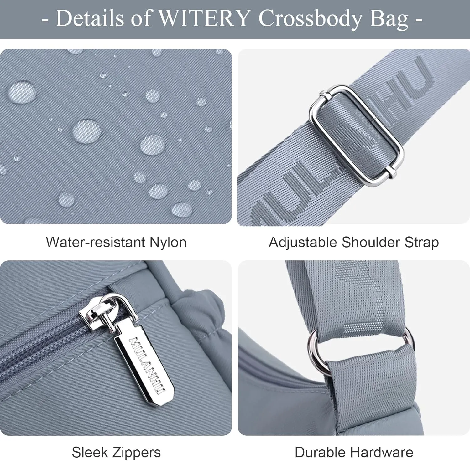 WITERY Crossboby Bags for Women - Waterproof Nylon Multi-Pocket Crossboby Purse for Women, Pocketbooks Medium Travel Purses