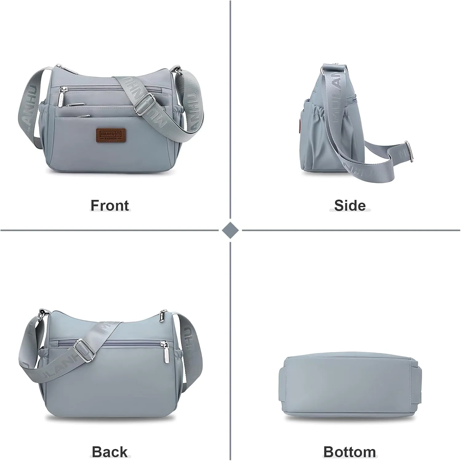 WITERY Crossboby Bags for Women - Waterproof Nylon Multi-Pocket Crossboby Purse for Women, Pocketbooks Medium Travel Purses
