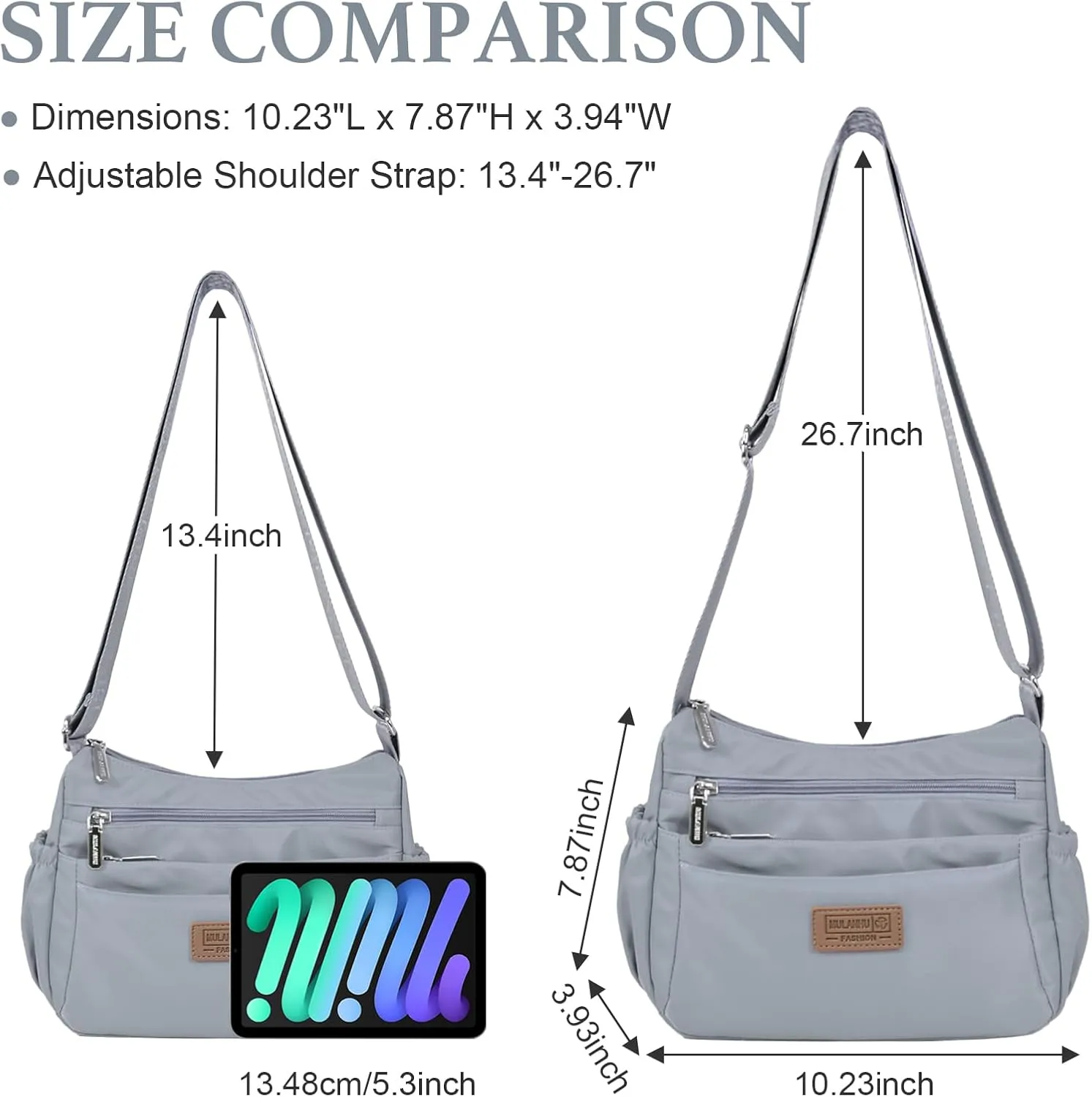 WITERY Crossboby Bags for Women - Waterproof Nylon Multi-Pocket Crossboby Purse for Women, Pocketbooks Medium Travel Purses