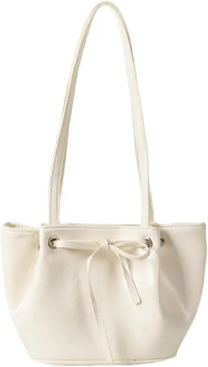 Women Bow-Adorned Large Capacity Underarm Bag, Fashion PU Leather Bucket Shoulder Bag, Minimalist Handbag