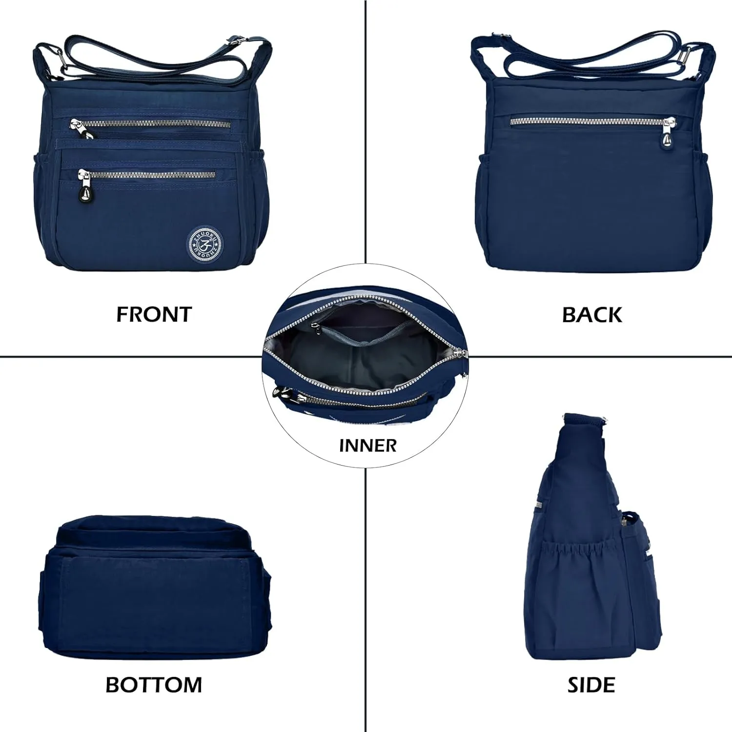 Women Crossbody Bag Multi Pocket Casual Messenger Bag Nylon Shoulder Handbag Waterproof Ladies Travel Purse