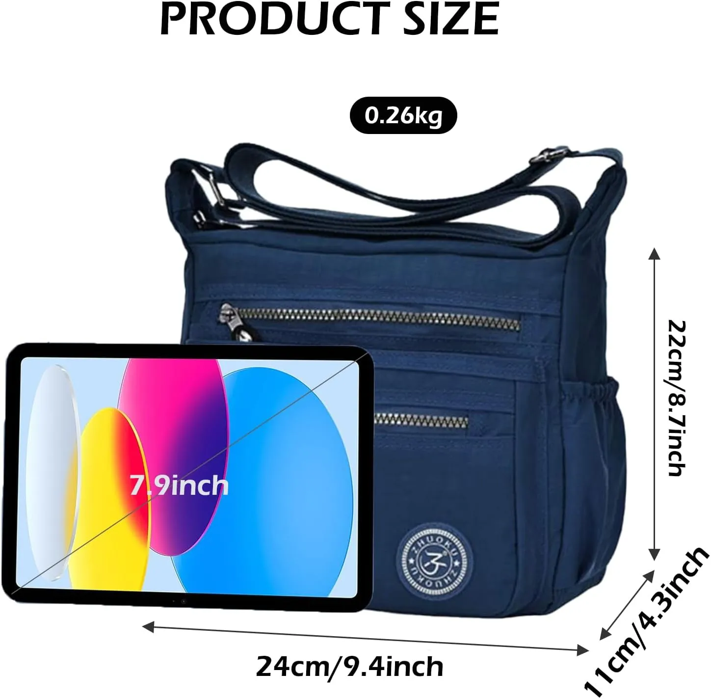 Women Crossbody Bag Multi Pocket Casual Messenger Bag Nylon Shoulder Handbag Waterproof Ladies Travel Purse