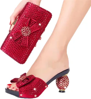 Women Diamond Slippers Pull On High Heels Flower Slippers For Wedding Party Birthday Wear