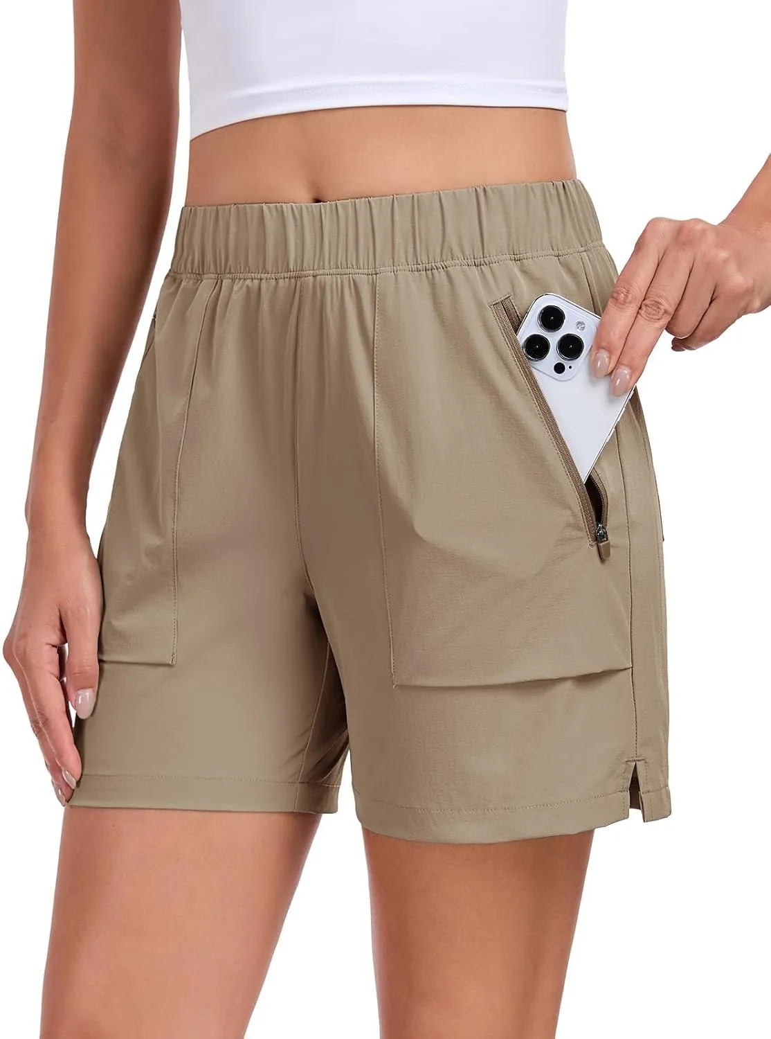 Womens 5'' Hiking Athletic Shorts Quick Dry Lightweight Golf Casual Summer Shorts with Zipper Pockets