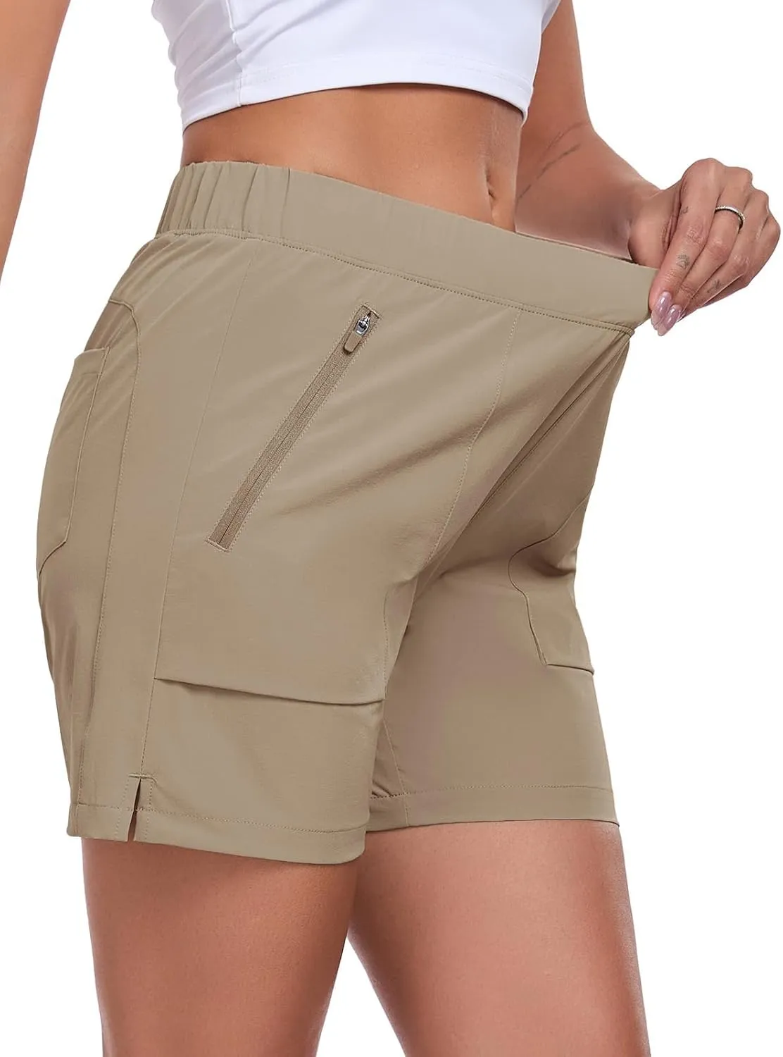 Womens 5'' Hiking Athletic Shorts Quick Dry Lightweight Golf Casual Summer Shorts with Zipper Pockets