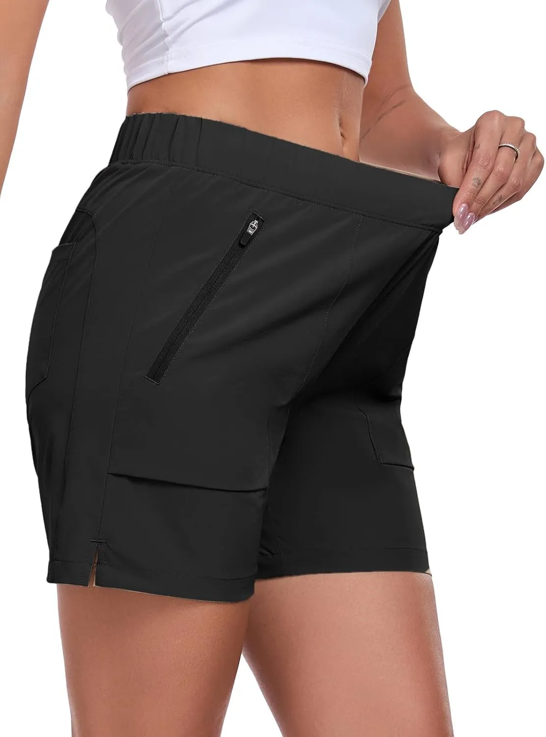 Womens 5'' Hiking Athletic Shorts Quick Dry Lightweight Golf Casual Summer Shorts with Zipper Pockets