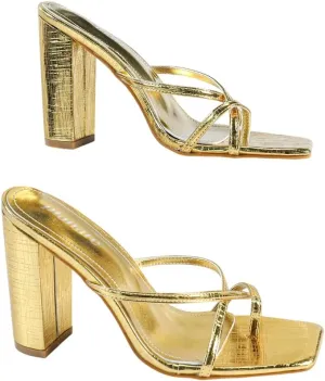 Women's Croc-Embossed High Heel Sandals – Elegant Crisscross Strap Evening Shoes, Luxe Block Heels for Galas & Black-Tie Events