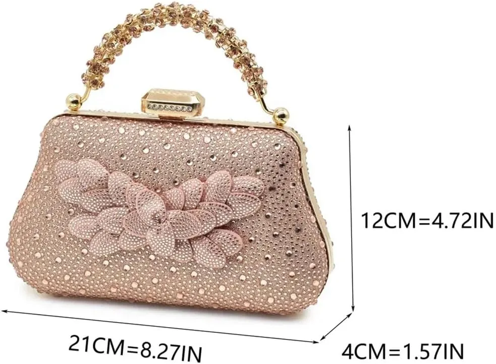 Women's Diamond High Heel Shoes and Bag Set with Pointed Toe Spike Heel Slingbacks for Party