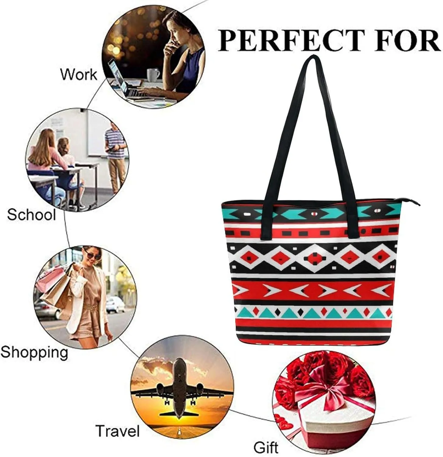 Women's Fashion Tote Bag, Large Capacity Lightweight Handbag, Shopping Bags with Compartment