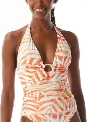 Women's Halter V-Neck Tankini Top Multi Large
