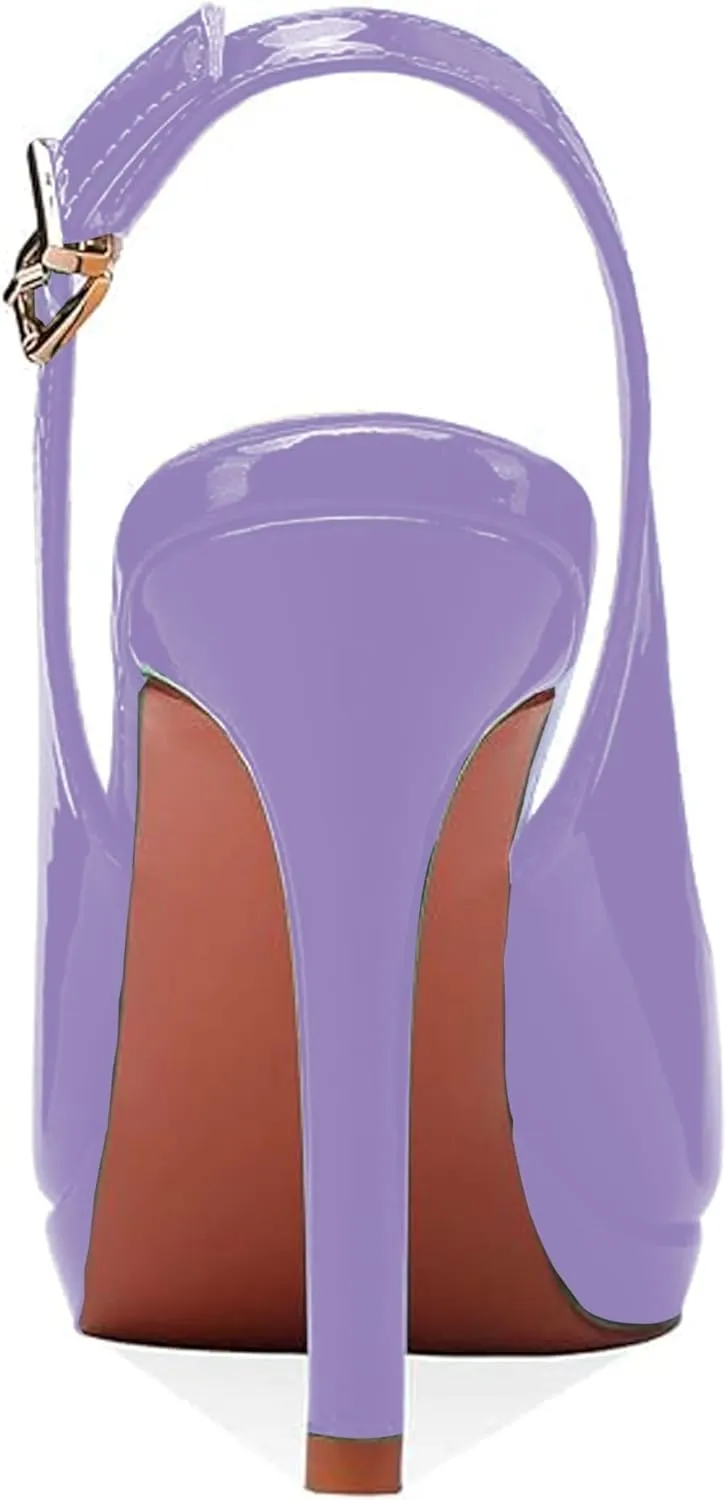 Women's High Heels Platform Peep Toe Pumps Stiletto Heel Slingback Party Dress Office Fashion Shoes Patent Leather Sandal Pumps