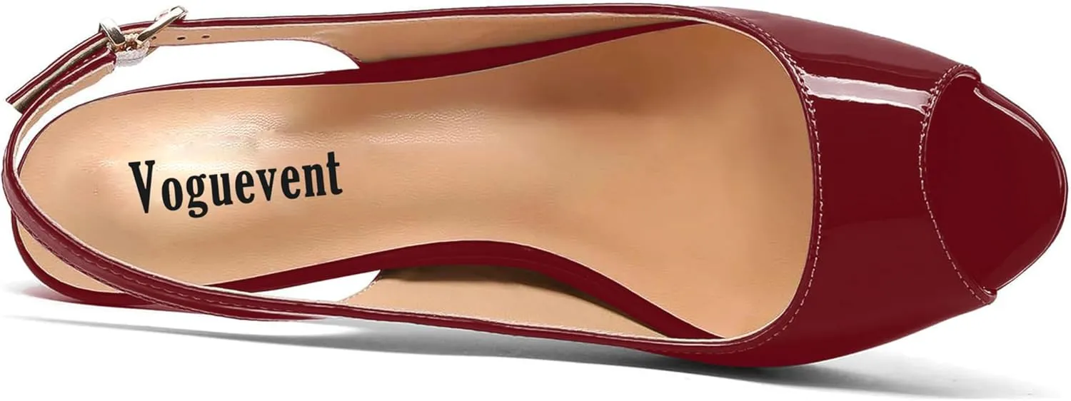 Women's High Heels Platform Peep Toe Pumps Stiletto Heel Slingback Party Dress Office Fashion Shoes Patent Leather Sandal Pumps