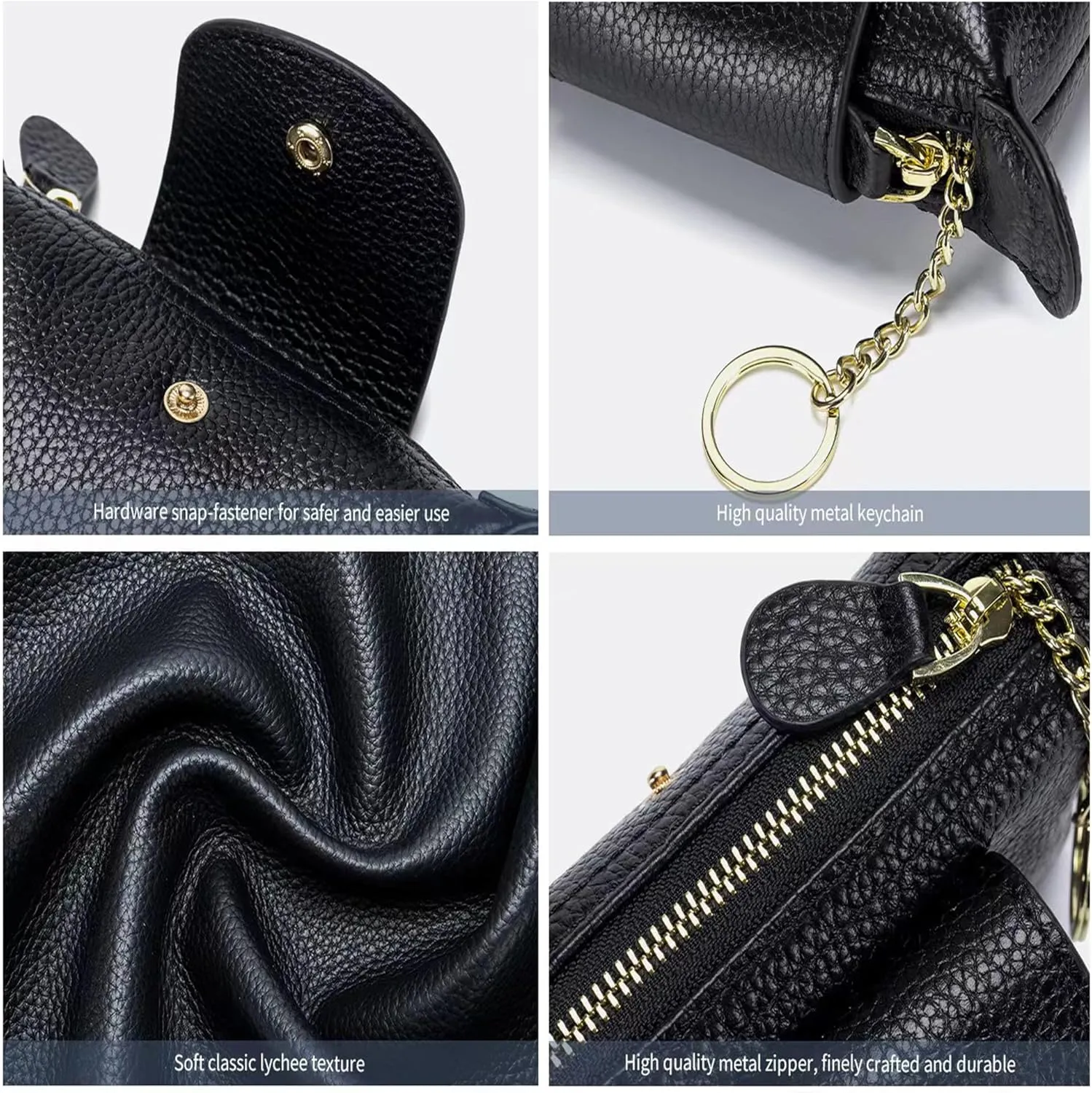 Women's Leather Coin Purse with KeyChain, Small Leather Pouch with Zipper for Women Fashionable Wallet Leather Classic Money Bag(Green), US-Bag-02