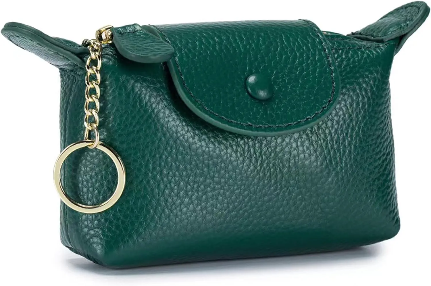 Women's Leather Coin Purse with KeyChain, Small Leather Pouch with Zipper for Women Fashionable Wallet Leather Classic Money Bag(Green), US-Bag-02