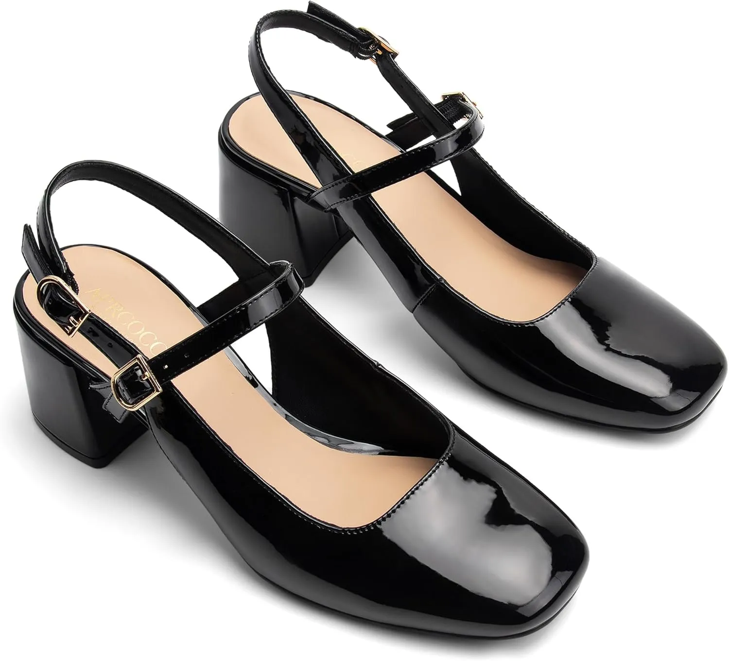 Womens Mary Jane Chunky Low Heels Pumps Square Toe Buckle Strap Wedding Party Dress Shoes