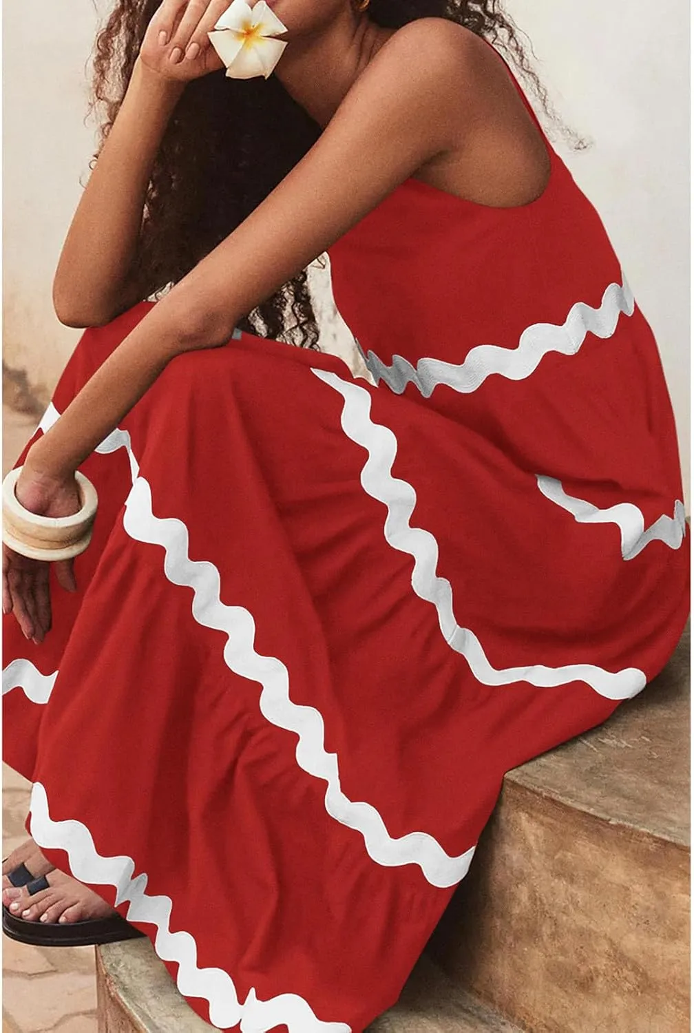 Womens Maxi Dresses 2024 Casual Sleeveless Stripe Summer Dresses Sexy Slip Dress Trendy Summer Beach Vacation Outfits