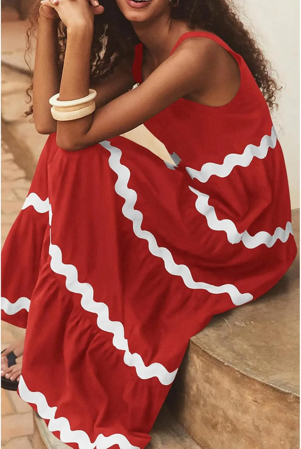 Womens Maxi Dresses 2024 Casual Sleeveless Stripe Summer Dresses Sexy Slip Dress Trendy Summer Beach Vacation Outfits