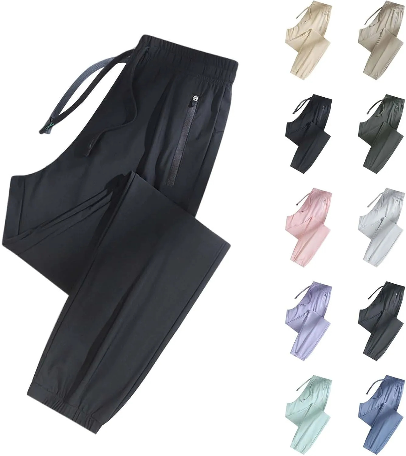 Womens Quick Dry Stretch Pant Trendy Cool Ice Silk Active Elastic Trouser Going Out Hiking Athletic Casual Sweatpants
