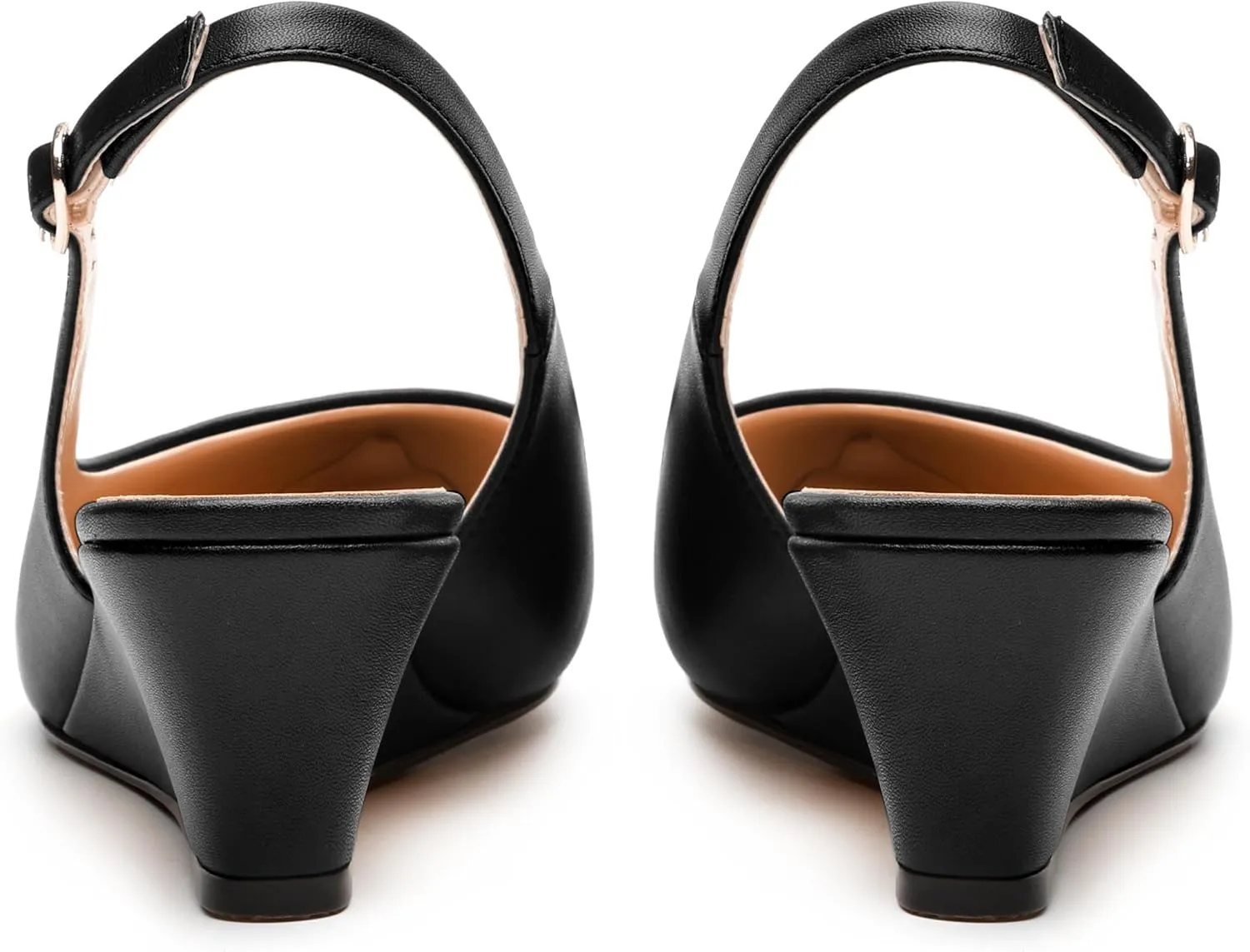 Womens Slingback Pumps Shoes, Pointed Toe Wedge Mid Heel Slingbacks Leather Insole Shoes for Women 2"