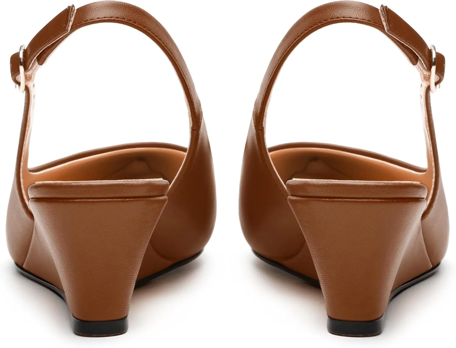 Womens Slingback Pumps Shoes, Pointed Toe Wedge Mid Heel Slingbacks Leather Insole Shoes for Women 2"