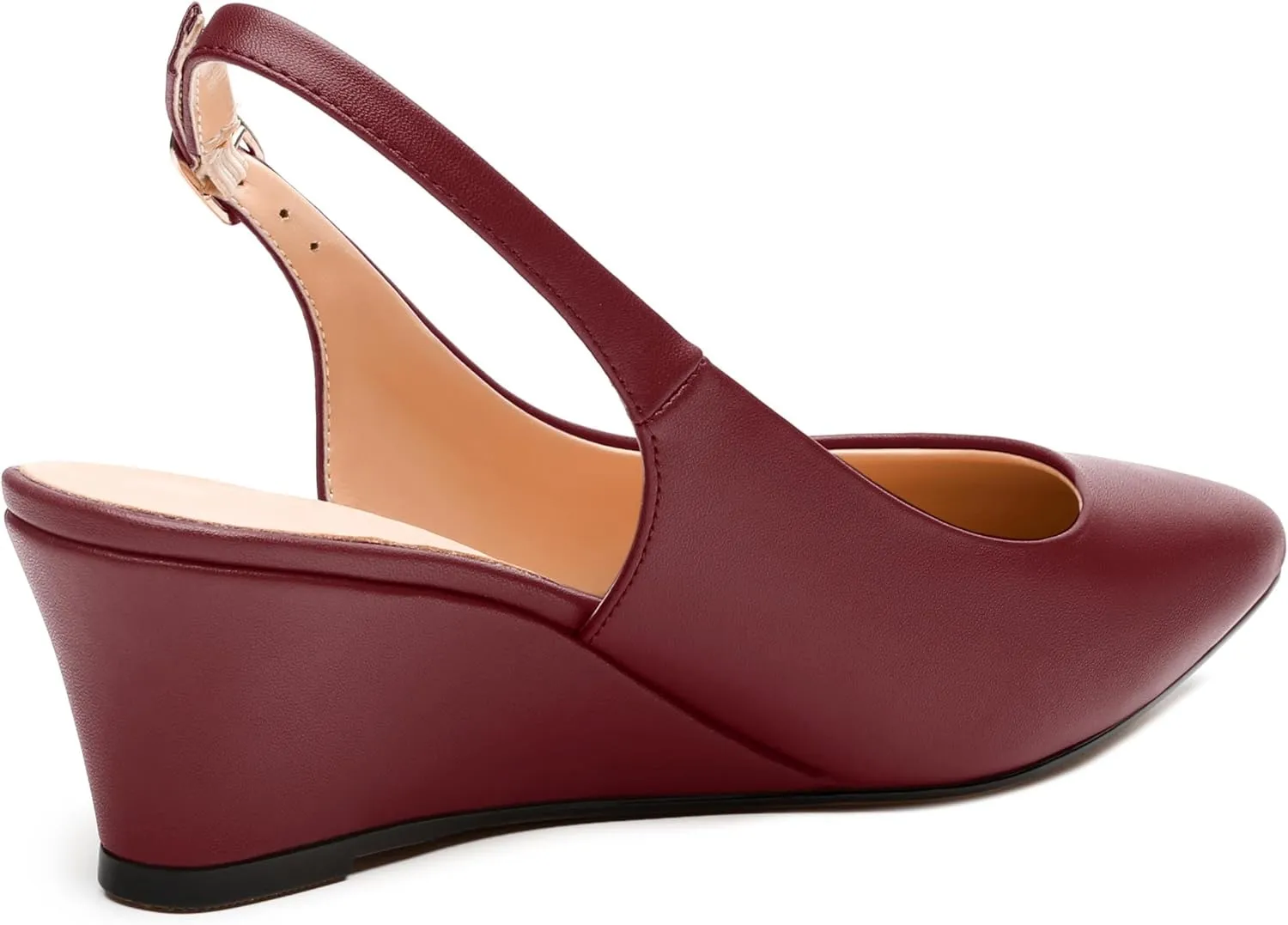 Womens Slingback Pumps Shoes, Pointed Toe Wedge Mid Heel Slingbacks Leather Insole Shoes for Women 2"