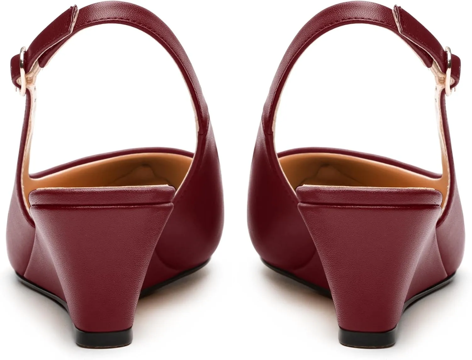 Womens Slingback Pumps Shoes, Pointed Toe Wedge Mid Heel Slingbacks Leather Insole Shoes for Women 2"