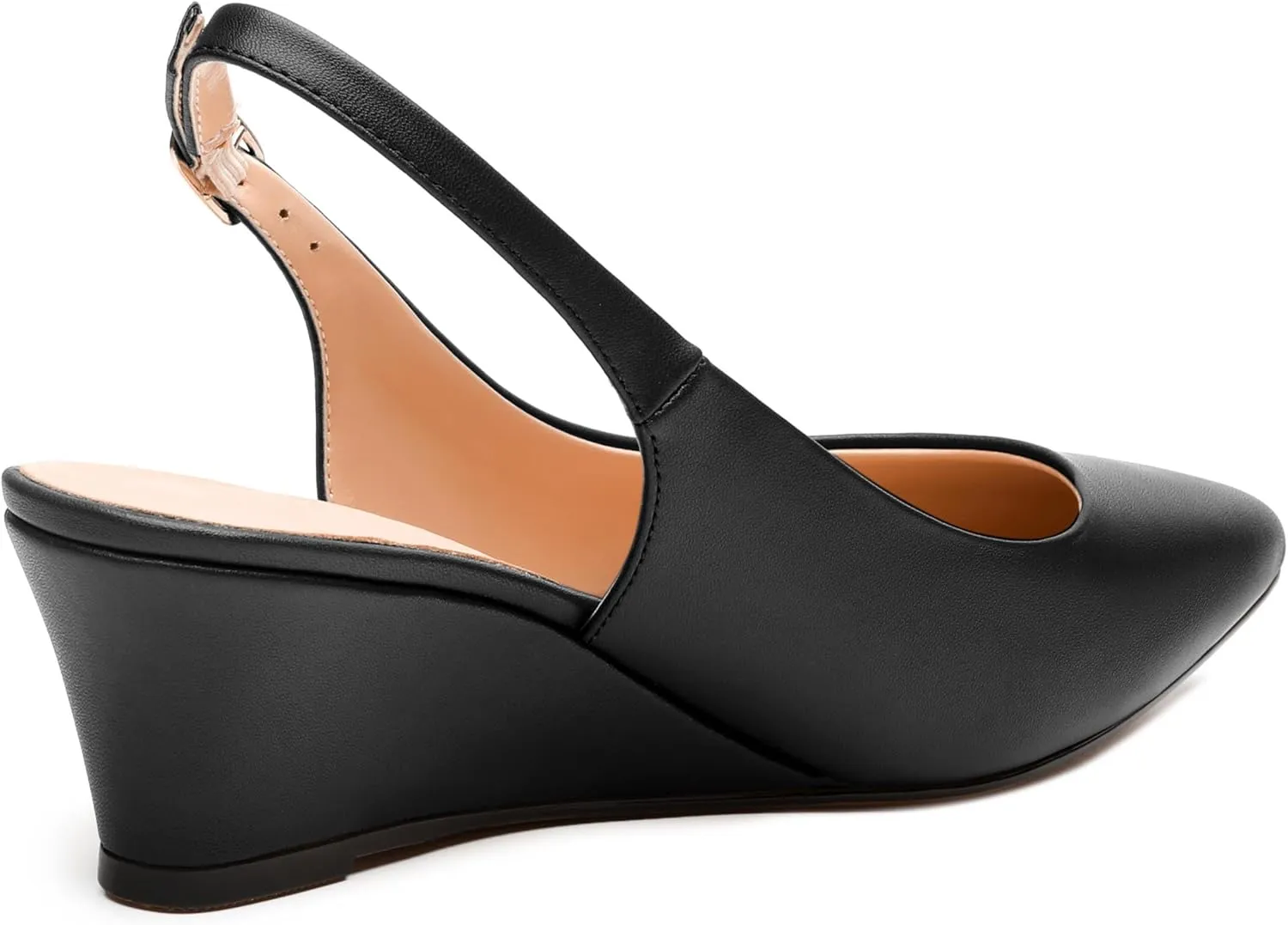 Womens Slingback Pumps Shoes, Pointed Toe Wedge Mid Heel Slingbacks Leather Insole Shoes for Women 2"
