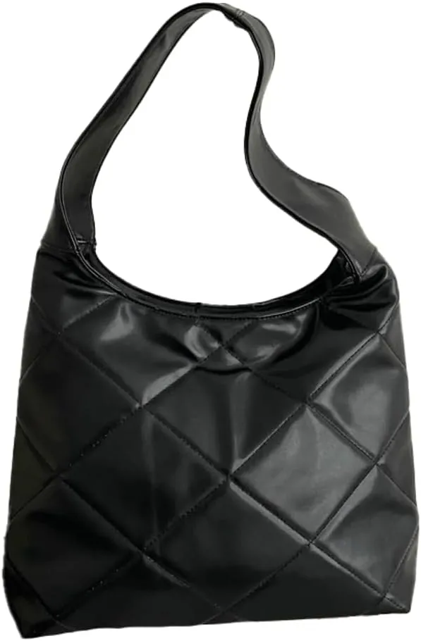 Women's Soft Quilted Shoulder Bag PU Leather Tote Bag Large Diamond Handbag Underarm Purse Top Handle Bag
