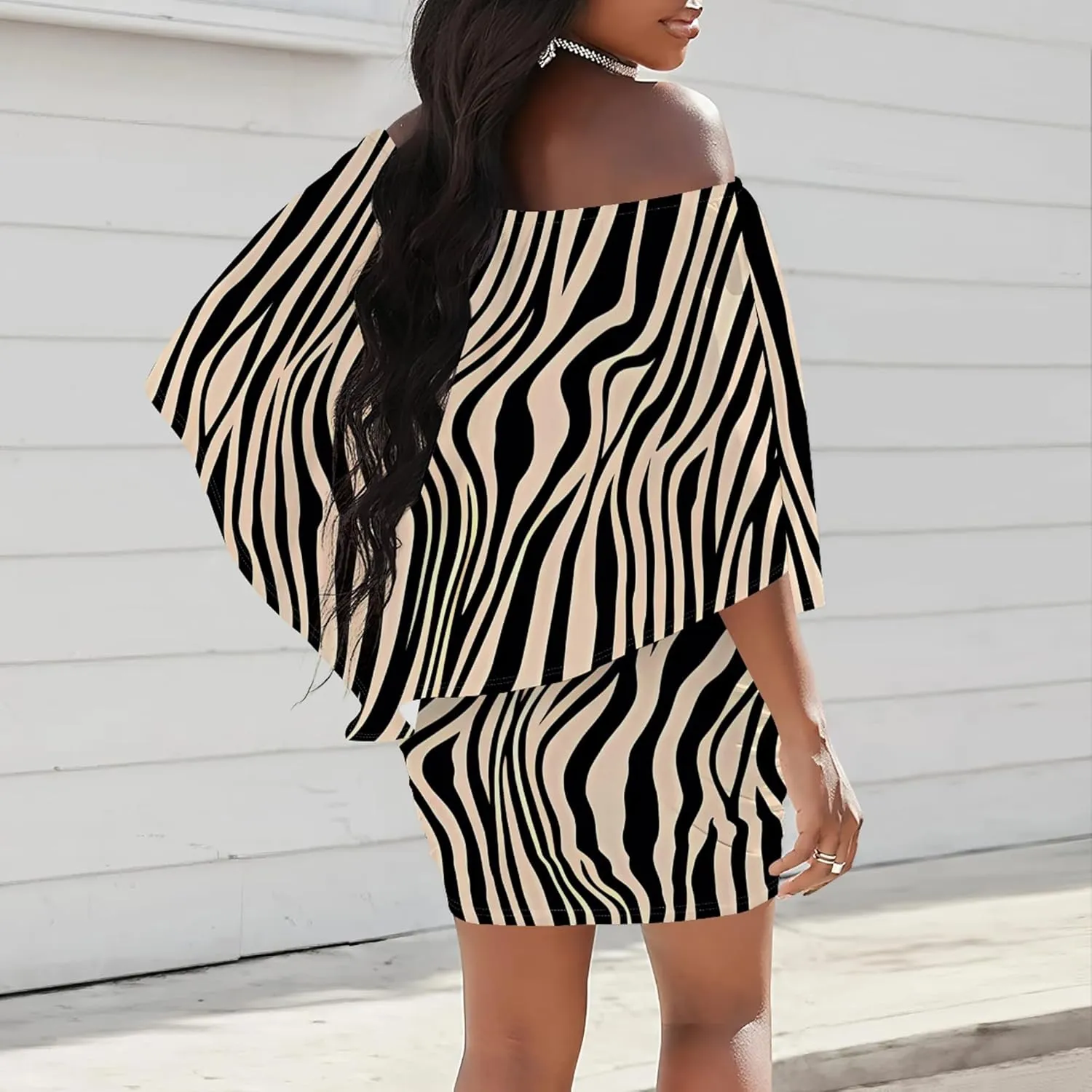 Women's Summer Off The Shoulder Ruched Bodycon Dresses African Print Ruffles Elegant Wedding Guest Party Club Mini Dress