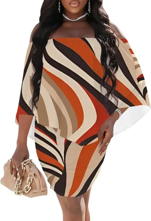Women's Summer Off The Shoulder Ruched Bodycon Dresses African Print Ruffles Elegant Wedding Guest Party Club Mini Dress