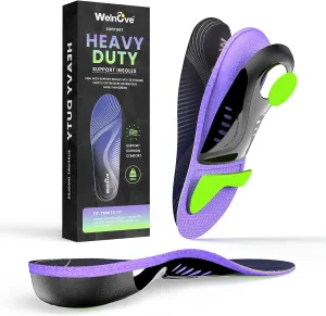 Work Boot Insoles for Standing All Day - Welnove 220 LBS Heavy Duty High Arch Support Orthotic Inserts for Plantar Fasciitis,Flat Feet,Foot Pain,Anti Fatigue Work Orthotic Insoles for Men Women,L