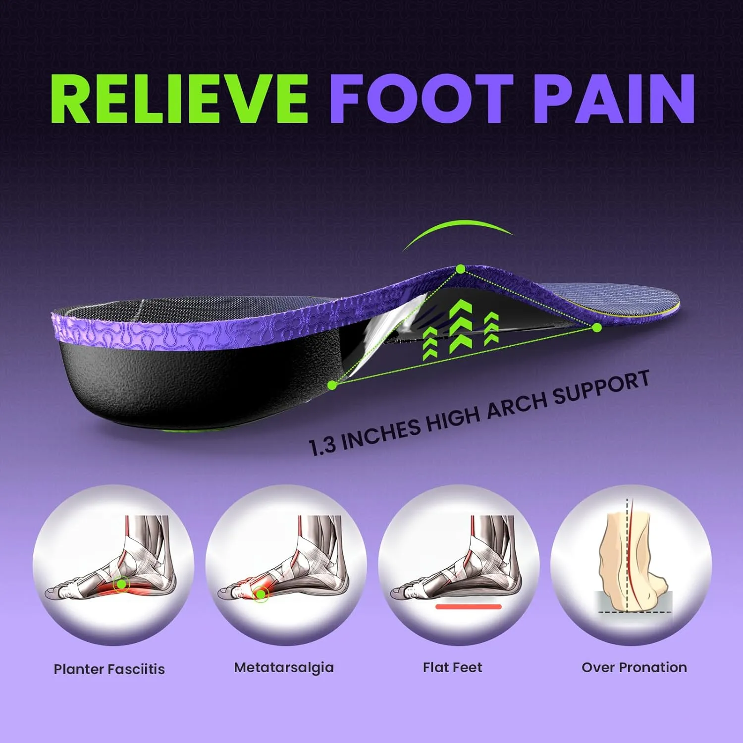 Work Boot Insoles for Standing All Day - Welnove 220 LBS Heavy Duty High Arch Support Orthotic Inserts for Plantar Fasciitis,Flat Feet,Foot Pain,Anti Fatigue Work Orthotic Insoles for Men Women,L