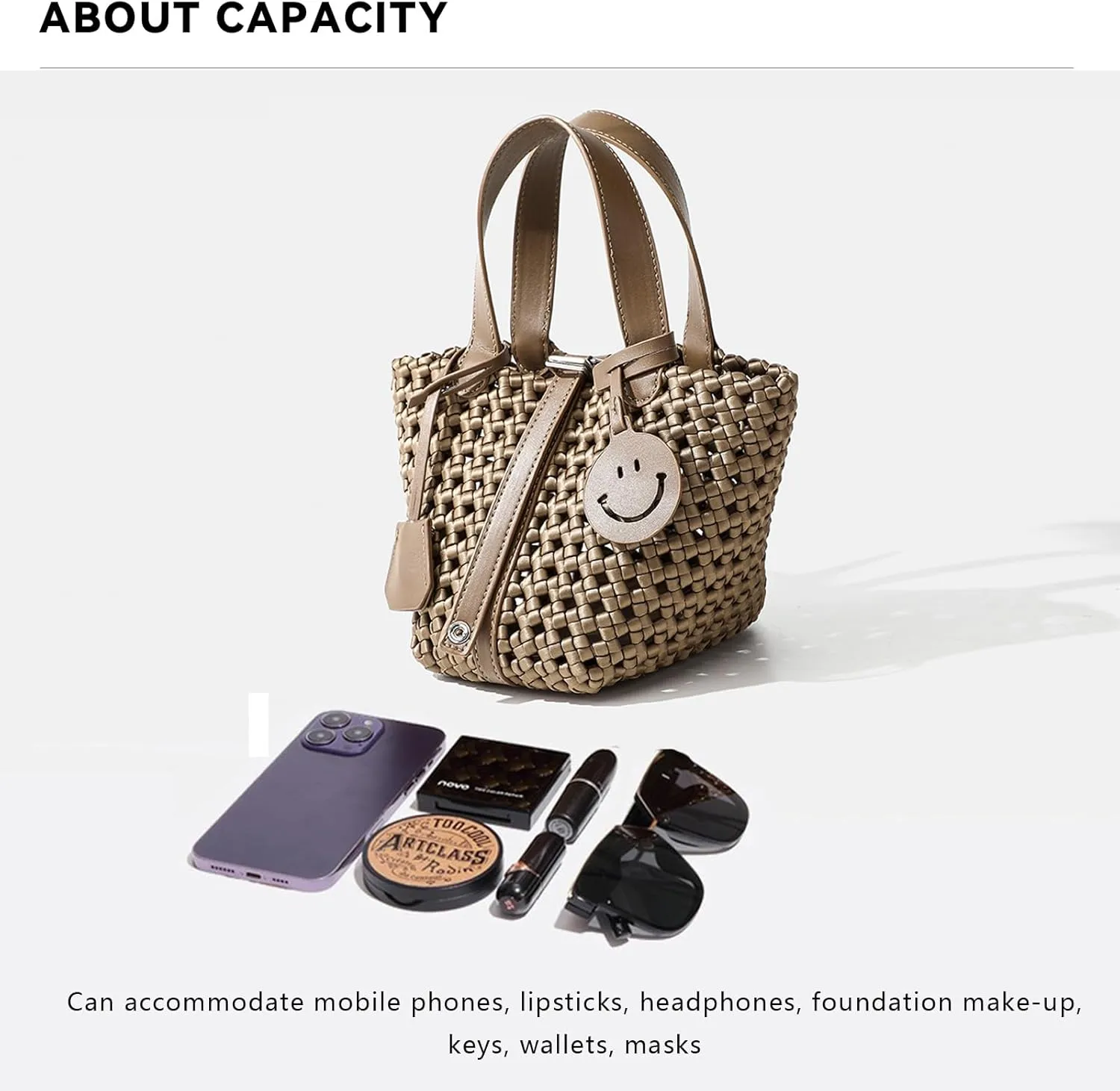 Woven Handbags for Women Top Handle Satchel Handbag Basket Bucket Bag Small Woven Tote Bag Hobo Purses