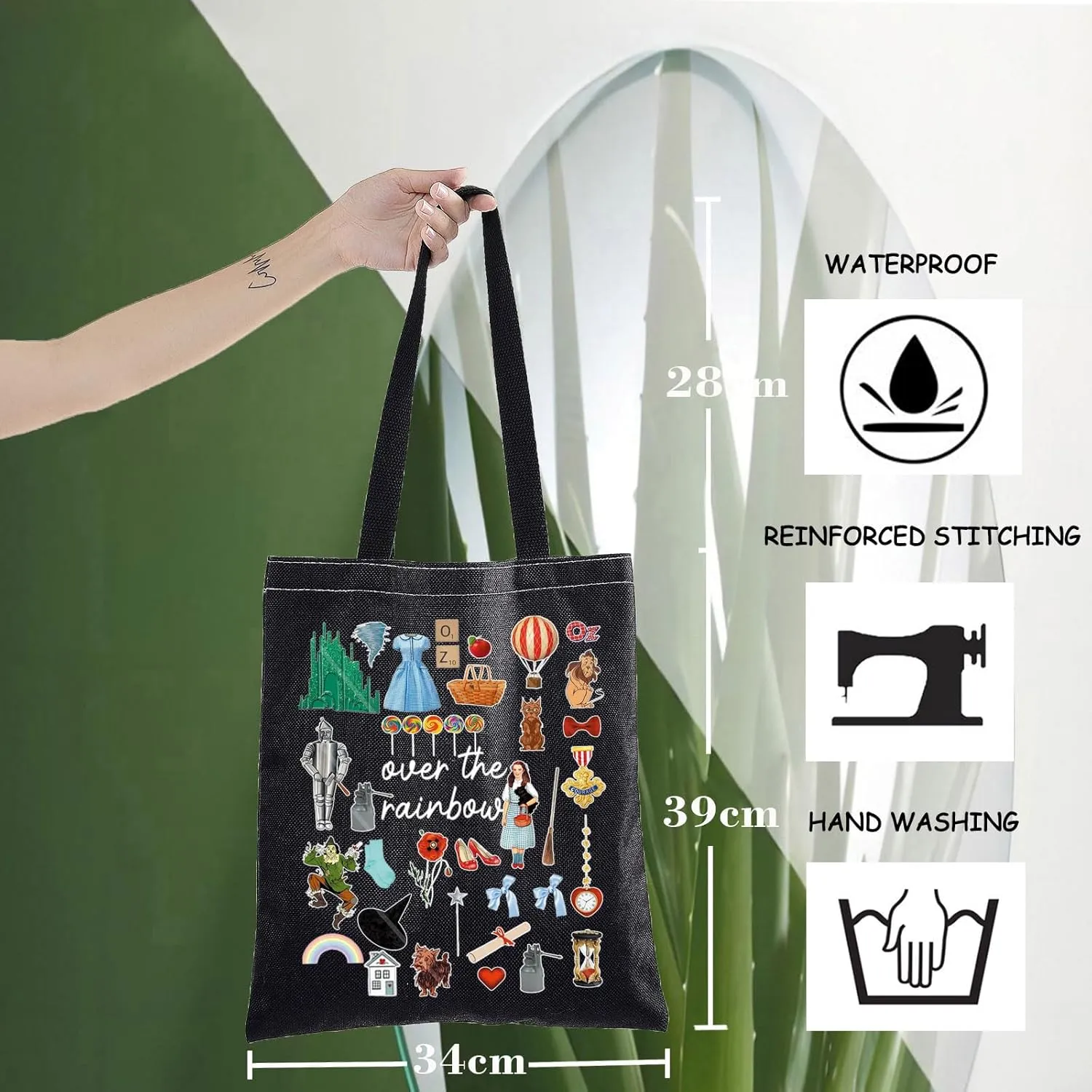 WZMPA Dorothy Gale Tote Bag Scarecrow ＆Tin Man Fans Gift Over The Rainbow Dorothy Shoulder Bag Cowardly Lion Merchandise