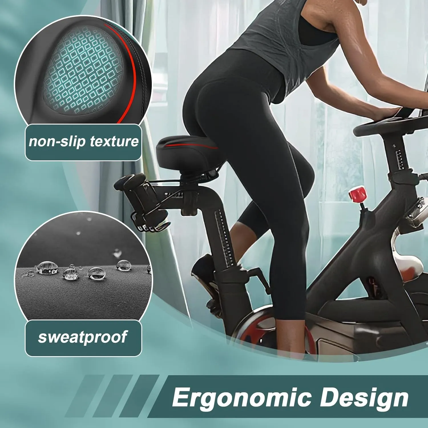 Xmifer Oversized Bike Seat - Comfortable Bicycle Saddle, Middle Groove Design, 2.95" Thick Memory Foam, Universal Fit Indoor Outdoor, Exercise or Road Bikes