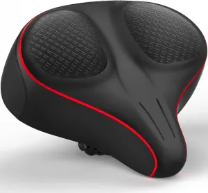 Xmifer Oversized Bike Seat - Comfortable Bicycle Saddle, Middle Groove Design, 2.95" Thick Memory Foam, Universal Fit Indoor Outdoor, Exercise or Road Bikes